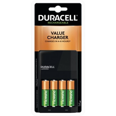 Duracell is1000 Battery Charger for NiMH AA/AAA Rechargeable Batteries - Includes 4 AA Rechargeable Batteries