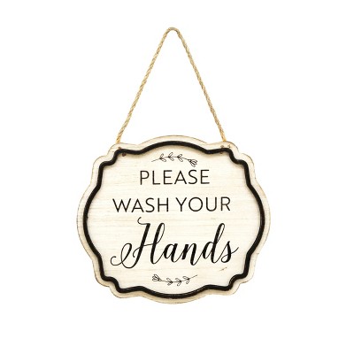 VIP Wood 9 in. White Please Wash Your Hands Sign