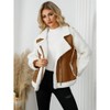 Clearlove Womens Winter Lapel Collar Faux Suede Coat Long Sleeve Lambswool Biker Jackets Zipper Bomber Coats - 3 of 4