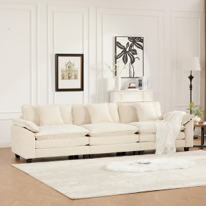 3 Seats Wider Armrest Chenille Modern Sectional Couch with Ergonomic Design and Flexible Modular - 1 of 4