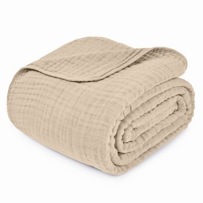 Sand Muslin Cotton Reversible Queen Throw Blanket