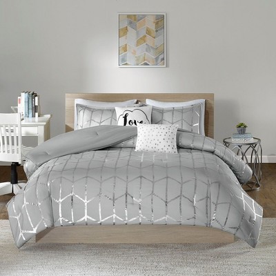 Sapphtopaz Metallic Printed Comforter Set Bedding Set Contemporary Soft Microfiber Fabric Quilt Set, Machine Washable