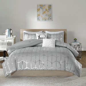 Sapphtopaz Metallic Printed Comforter Set Bedding Set Contemporary Soft Microfiber Fabric Quilt Set, Machine Washable - 1 of 4