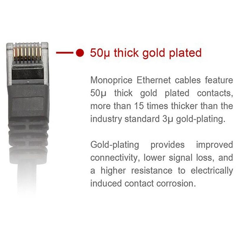 Monoprice Cat6 Ethernet Patch Cable - 3 Feet - Yellow | Network Internet Cord - RJ45, Stranded, 550Mhz, UTP, Pure Bare Copper Wire, 24AWG, 3 of 4
