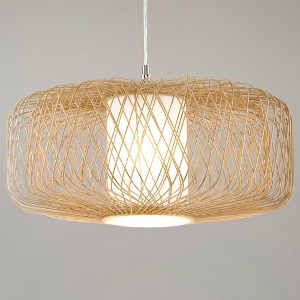 Urban Ambiance Luxury Natural Indoor Pendant,  12''H x 22"W x 22''D,  Natural Rattan Finish, UHP4534 - 1 of 4