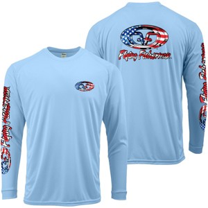 Flying Fisherman Stars & Stripes Performance Long Sleeve T-Shirt - Blue Mist - 1 of 2