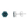 Haus of Brilliance Silver 1/2 Cttw Treated Blue Diamond Floral Stud Earrings - 2 of 4