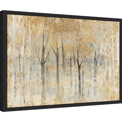 Seasons End Gold Abstract Framed Canvas Wall Art