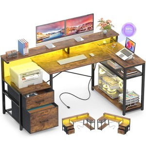 Besiost 57-In L Shaped Computer Desk with Charging Station for Home Office - 1 of 4