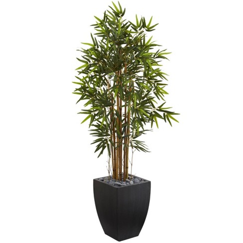 Nearly Natural 4.5ft. Ficus Artificial Tree in Ribbed Metal Planter