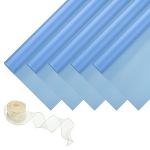 Unique Bargains Decorative Elegant Waterproof Matte Gift Wrap Paper with Ribbon 1 Set - 1 of 4