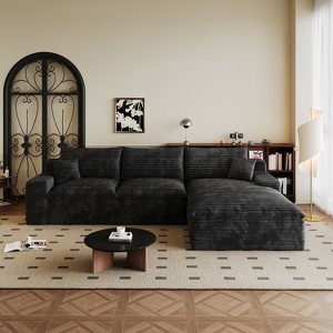 MAYEERTY 106" Modular Sofa Black - 106" Black Modular, Corduroy, No Assembly, Fits Bedroom/Apartment - 1 of 4