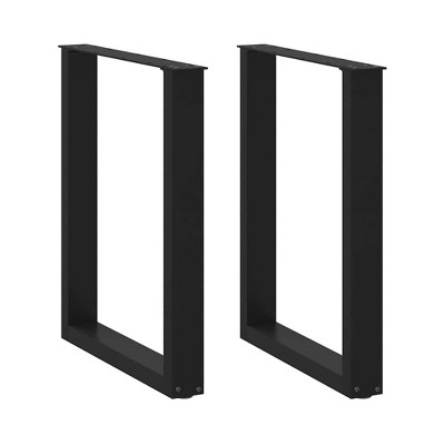 vidaXL Coffee Table Legs U-Shaped - Black Steel, Adjustable Levelers, Modern Design, For Living Room/Dining Area - 60x(72-73) cm