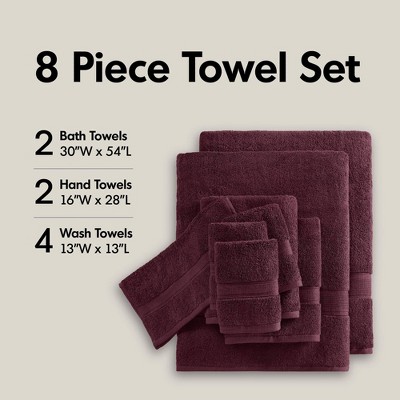 100% Cotton Solid Color Heavyweight Bath Towel Set, Anti-Microbial Certified Highly Absorbent Plushy Bath Towel