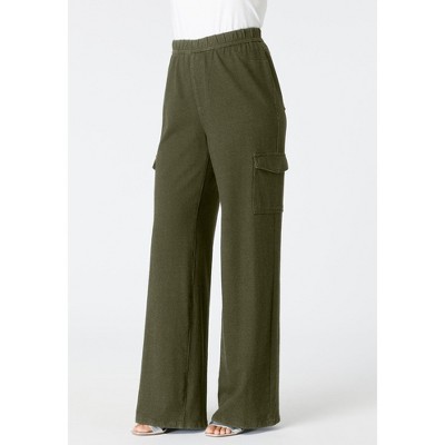 Roaman's Wide Leg Cargo Knit Jean