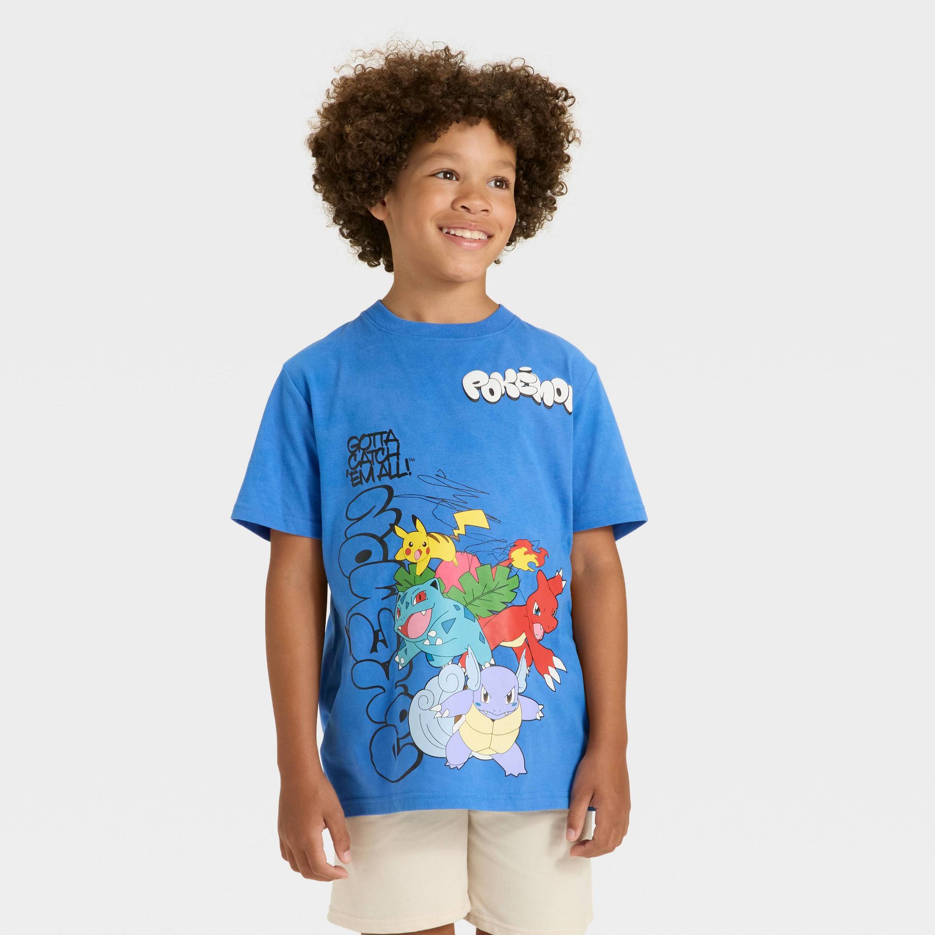 Boys' Pokémon Pikachu Short Sleeve Graphic T-Shirt - Blue M