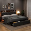 Bed Frame with Storage Headboard and 2 Drawers LED Lights - 3 of 4