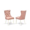 East West Furniture DAP2F23 Dallas Parson Kitchen Chairs - Button Tufted Nailhead Trim Beige Red faux Leather  Dining Chairs, Set of 2, linen white - 2 of 4