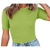 Coolmee Women's Casual Cropped Tops Sweater Knit Basic Going Out Slim Fit Short Sleeve Crew Neck Tight T Shirts - 2 of 3