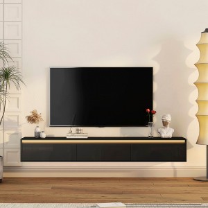 Sapphtopaz Wall Mounted Floating TV Stand for TVs Up to 70" with LED Entertainment Center with Storage Cabinets for Living Room - 1 of 4