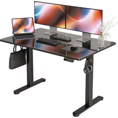 Standing Desk Modern with Electric Height Adjustment and Glass Top for Home Office 48in Wide-3irtyhousy