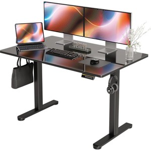 Standing Desk Modern with Electric Height Adjustment and Glass Top for Home Office 48in Wide-3irtyhousy - 1 of 4