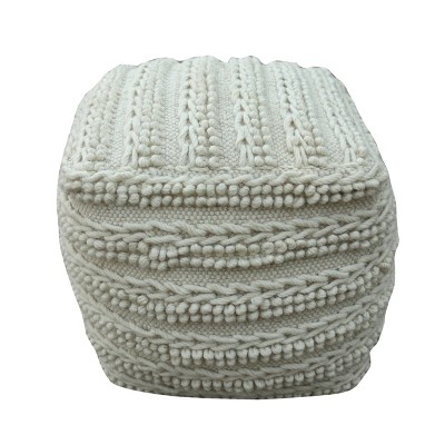 Brady Boho Wool Pouf Beige - Christopher Knight Home