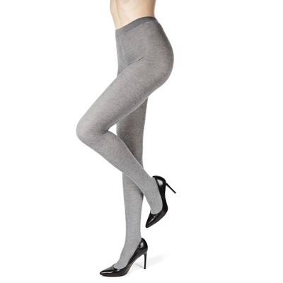 Natori Cashmere Blend Flat Knit Sweater Tights Med Gray Heather