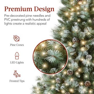 4.5ft Frosted Pine Pre-Lit Christmas Tree with Multicolor LED Lights