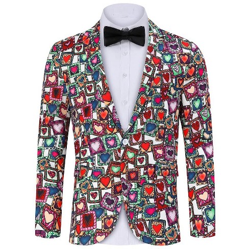 Men's Printed Blazer Casual Slim Fit One Button Sports Coat Festival ...