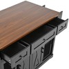 ORRD 58" Farmhouse Kitchen Island with Drop Leaf, Sliding Barn Doors & Charging Station, Mobile Cart with 5 Wheels,White - 3 of 4