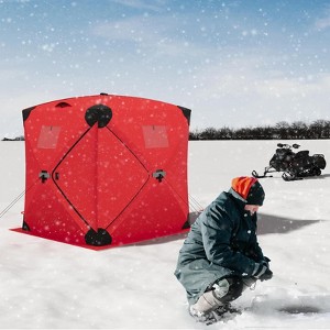 Ice Fishing Insulated Tent for 3-4 People - Large Pop-Up Hub-Style Shelter with 68 Sq Ft Fishable Area, Windproof & Easy Setup for Ultimate Comfort - 1 of 4