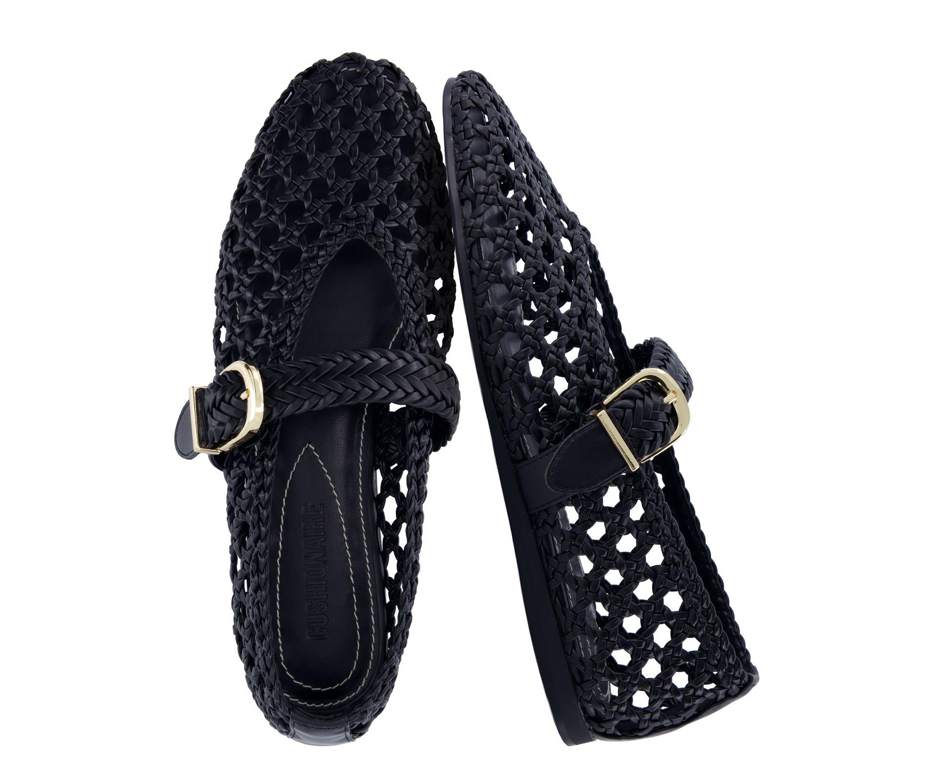 CUSHIONAIRE Wit Hand Woven Womens Flats, Comfortable Mary Jane Ballet Flat with Adjustable Buckle Braided Strap and Cushioned Memory Foam