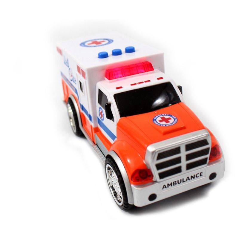 Insten 2 Piece Emergency Vehicle Toy Playset For Kids, Fire Truck, Police Car, Ambulance, 7in, 3 of 6