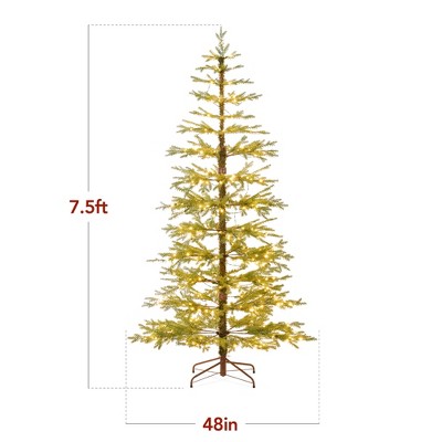 7.5ft Pre-Lit Sparse Pine Christmas Tree with Multicolor LED Lights