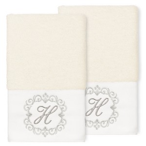 Linum Home Textiles 100% Turkish Cotton MONICA 2PC Embellished Hand Towel Set - 1 of 1