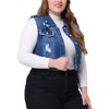 Women's Plus Size Sleeveless Chest Pockets Button-Up Denim Vests - Agnes Orinda - 2 of 4