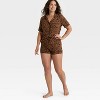 Women's Cloud Knit Short Sleeve Notch Collar Shirt and Shorts Pajama Set - Auden™ - 3 of 4