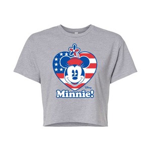 Women's - Disney - Minnie Flag Heart Cropped Graphic T-Shirt - 1 of 4