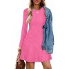 2025 Women's Long Sleeve Sweater Dress for Fall, Crew Neck Knit Midi Dress Hot Pink - 4 of 4