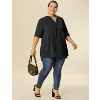 Agnes Orinda Women's Plus Size Casual Solid V Neck 1/2 Sleeves Pleated Blouses - image 3 of 4