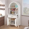 Okak Tall Arched Storage Pantry Cabinet with Glass Doors & Adjustable Shelves,Display Sideboard Accent Cabinet for Dining Room,Kitchen - 2 of 4