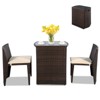 Costway 3 PCS Cushioned Outdoor Wicker Patio Set Garden Lawn Sofa Furniture Seat Brown No Assembly - image 2 of 4