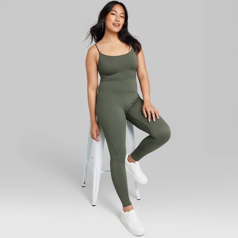 Women's Seamless Fabric Bodysuit - Wild Fable™ Olive Green Xxs