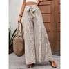 Women's Summer Casual Boho Palazzo Pants High Waist Lace-up Flowy Wide leg Pants With Ethnic Style Lounge Trousers - 4 of 4