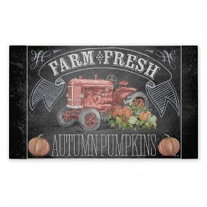 Stupell Industries Autumn Tractor Chalkboard Pumpkins Printed Outdoor Door Mat, design by Paul Brent, 18"x30" - 1 of 4