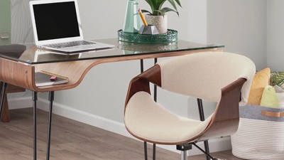 Curvini Charcoal Fabric and Walnut Wood Swivel Barstool Set