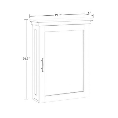 White Painted Mirrored Wall Mount Storage Cabinet with Adjustable Shelf