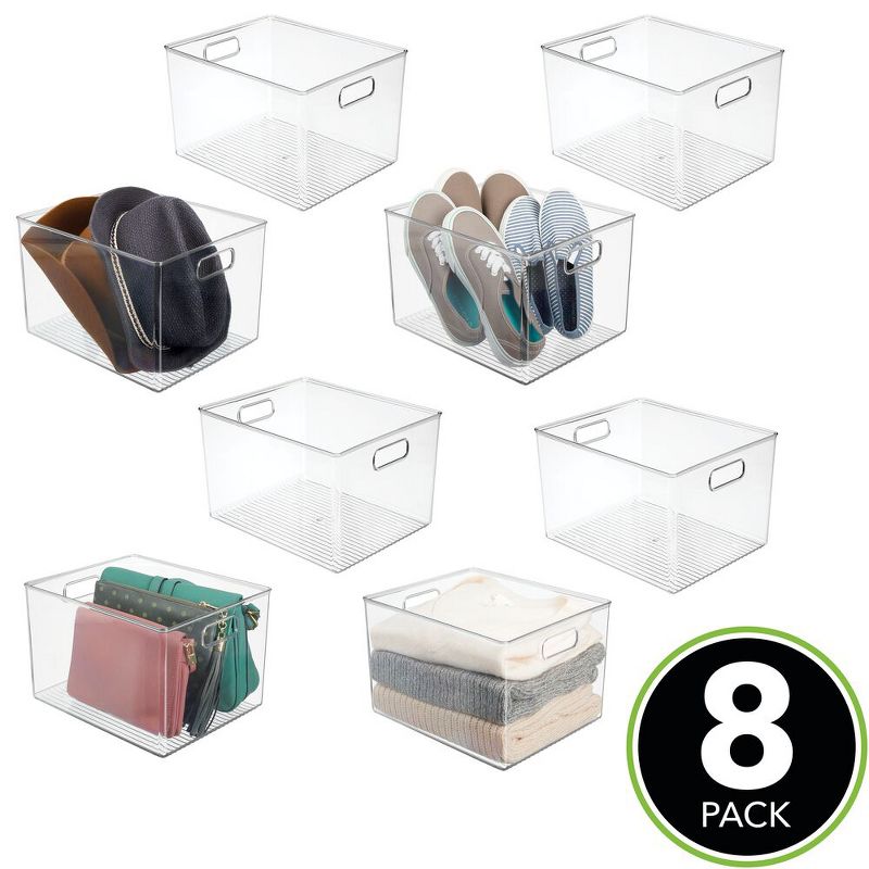 mDesign Plastic Closet Storage Organizer Container Bin, Handles, 2 of 9