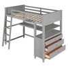 NicBex Twin Size Bunk Bed with Desk Loft Bed Pine Bed Frame with 3 Drawers, Shelves, Inclined Ladder and Guardrail, No Box Spring Required - 3 of 4